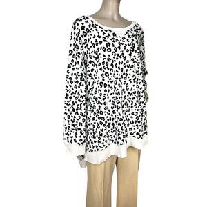 Jane & Delancey Velvet Cheetah Cozycore Sweater Weather Soft Pullover Plus Sz 3X